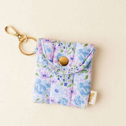 Garden Blue Puffy Earbud Case