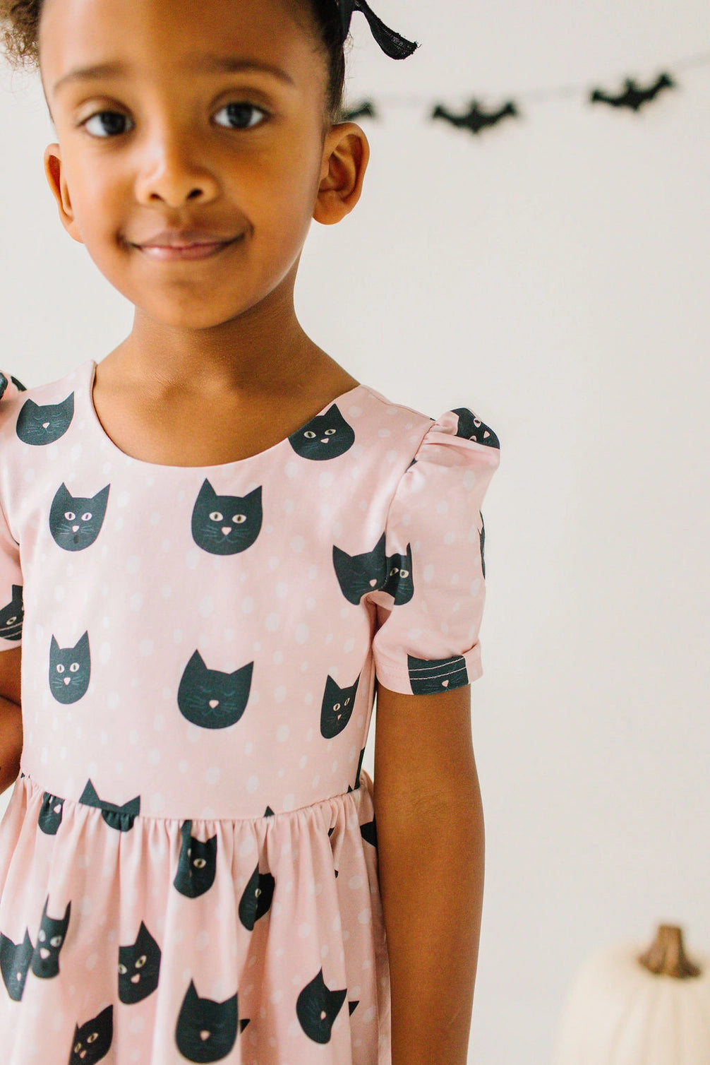 Black Cat Twirl Dress - detail shot