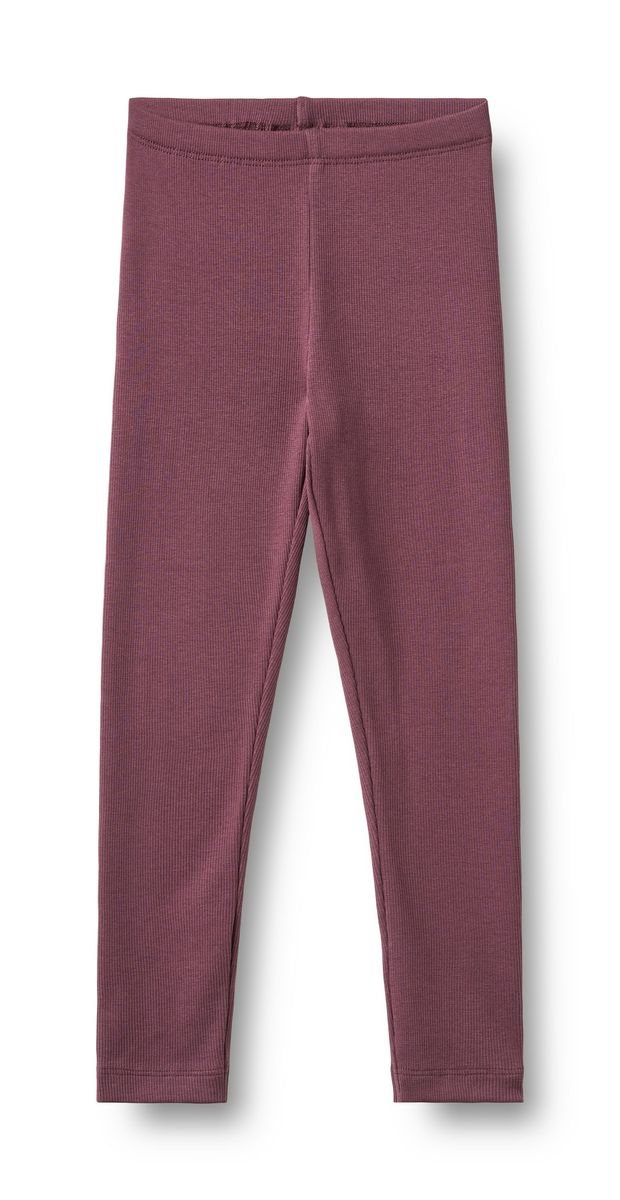 Eggplant ribbed leggings for girls on a white background