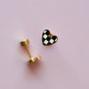 Black White Check Heart Earrings