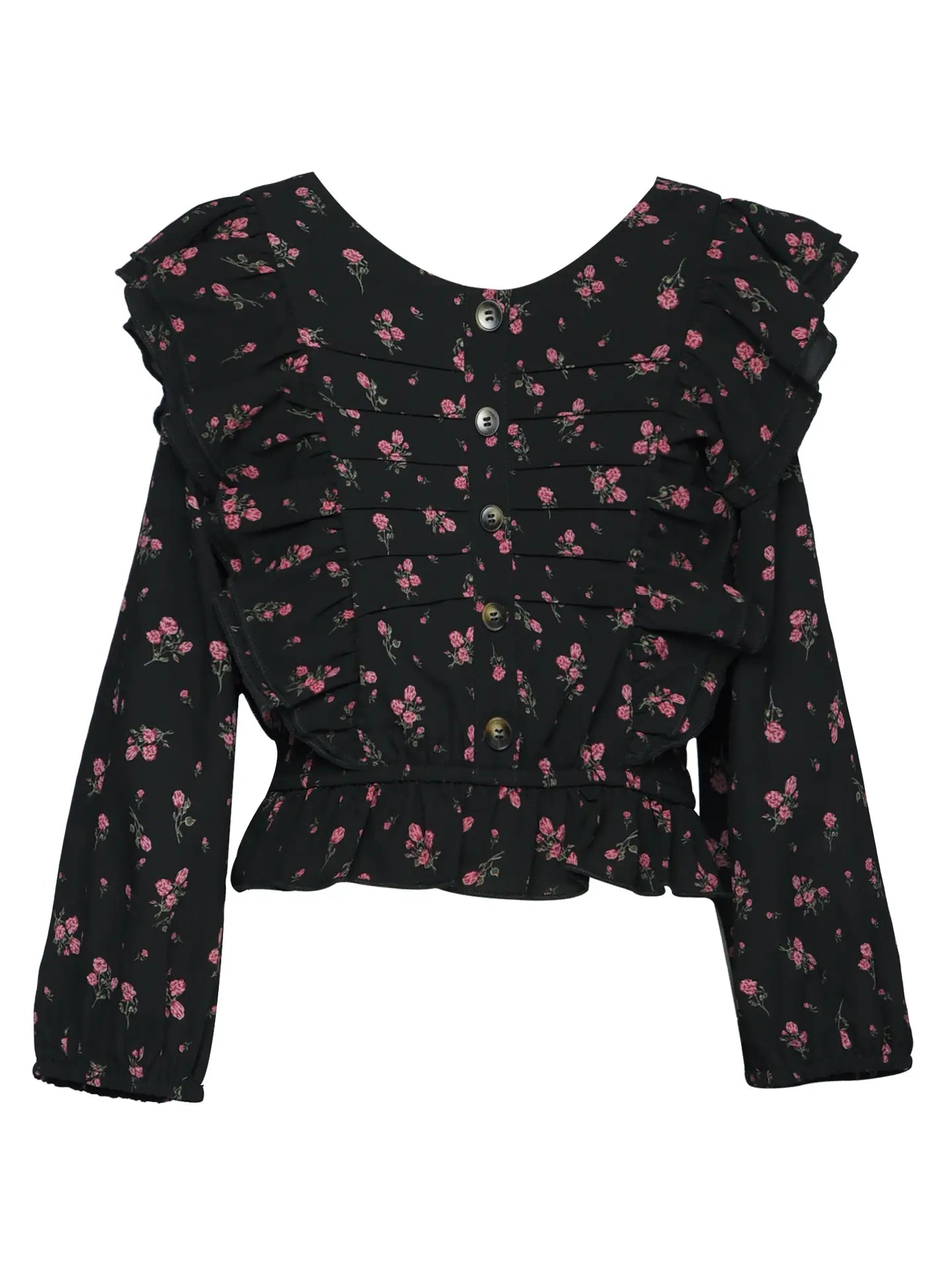 Floral Print Ruffle Blouse
