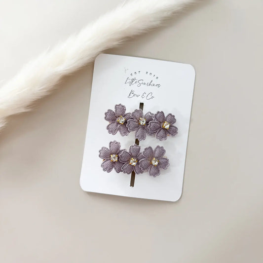 Lavender Floral Hair Clips