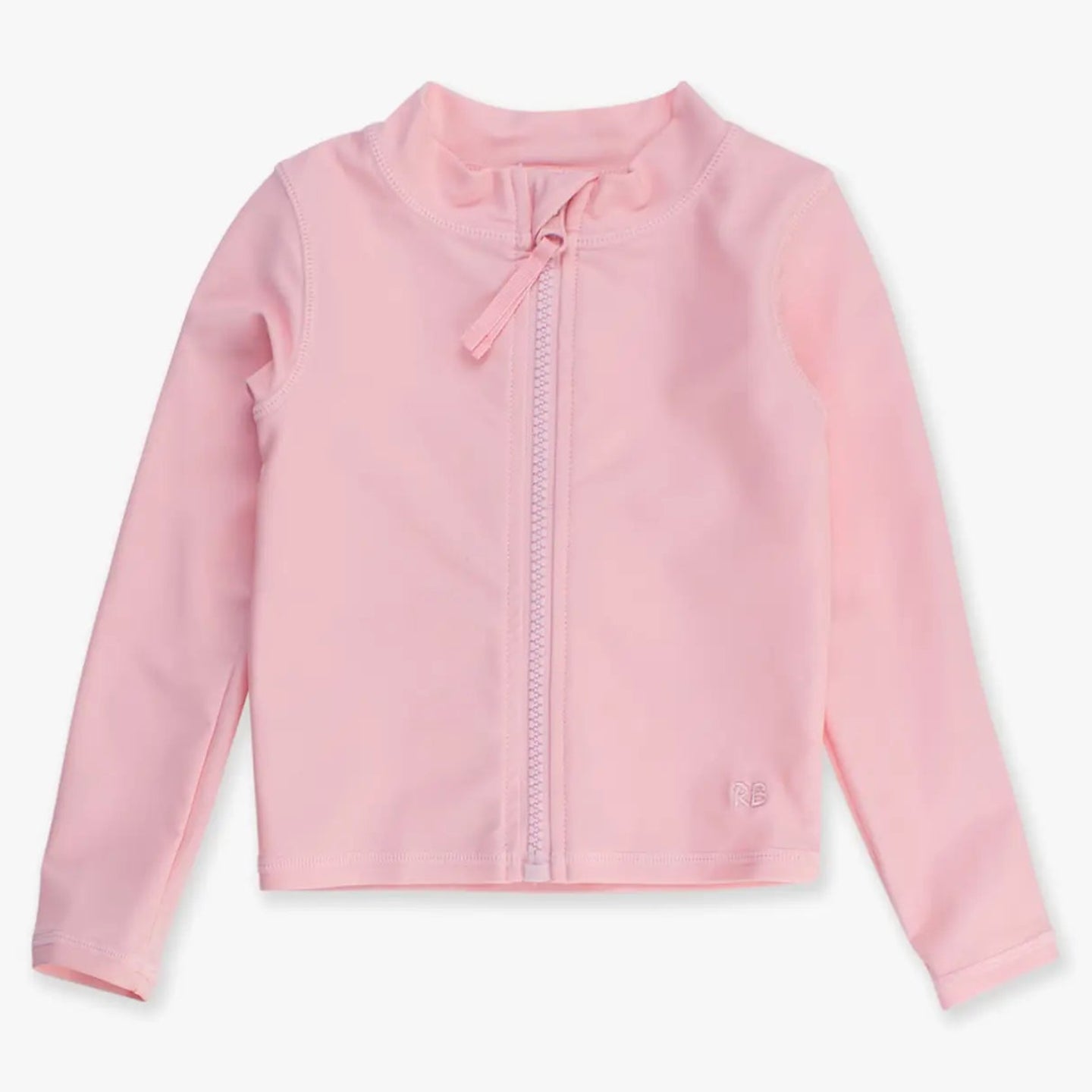 pink swim shirt with zipper on white background