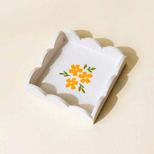 Cream Floral Trinket Tray