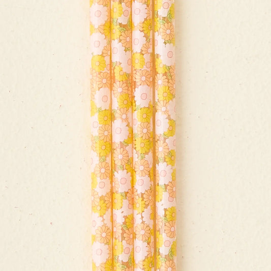 Peach Daisy Tumbler Straw Set