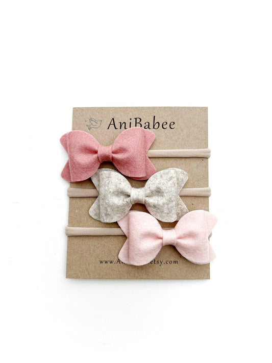 Felt Bow 3-pack Headbands 100 ACCESSORIES BABY AniBabee 