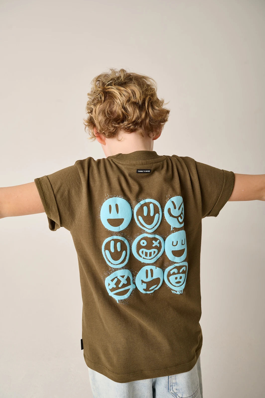 Olive Silly Faces Tee