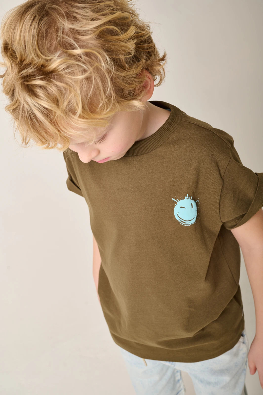 Olive Silly Faces Tee