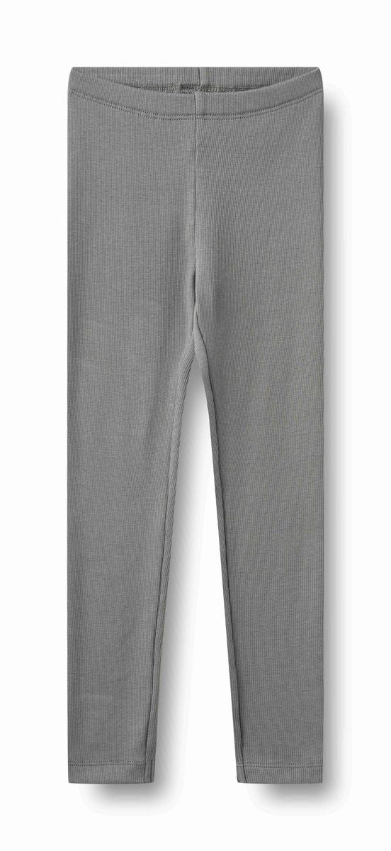 Flint gray ribbed leggings for girls on a white background