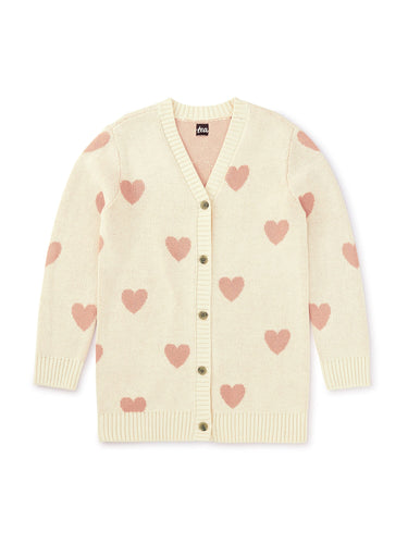 Full of Hearts Cardigan Sweater 150 GIRLS APPAREL 2-8 Tea 4/5 