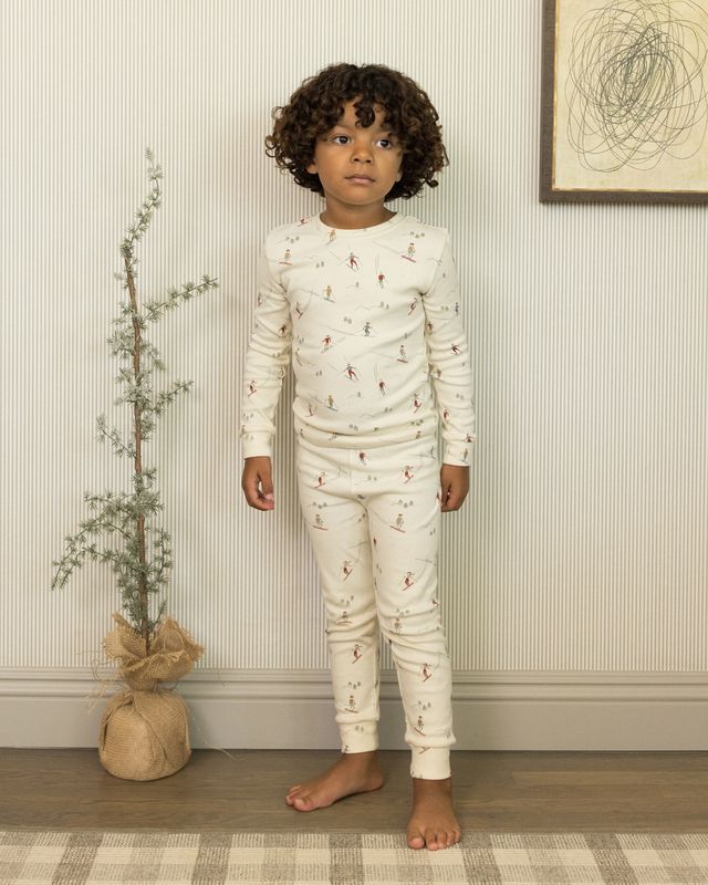 Skiers on Natural Pajama Set