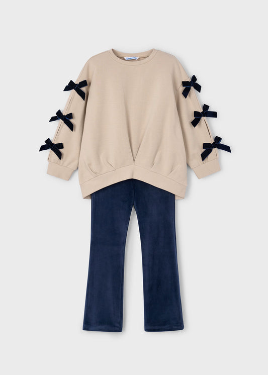 Navy Bow Sleeves Set
