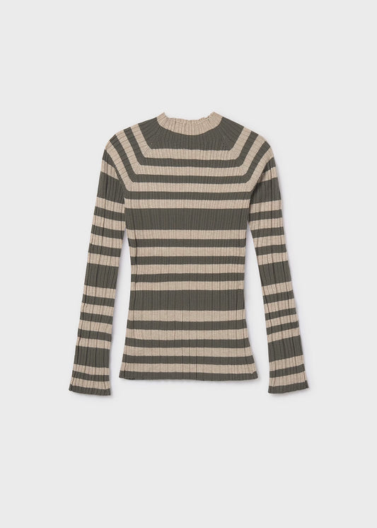 Olive Striped Stretchy Top