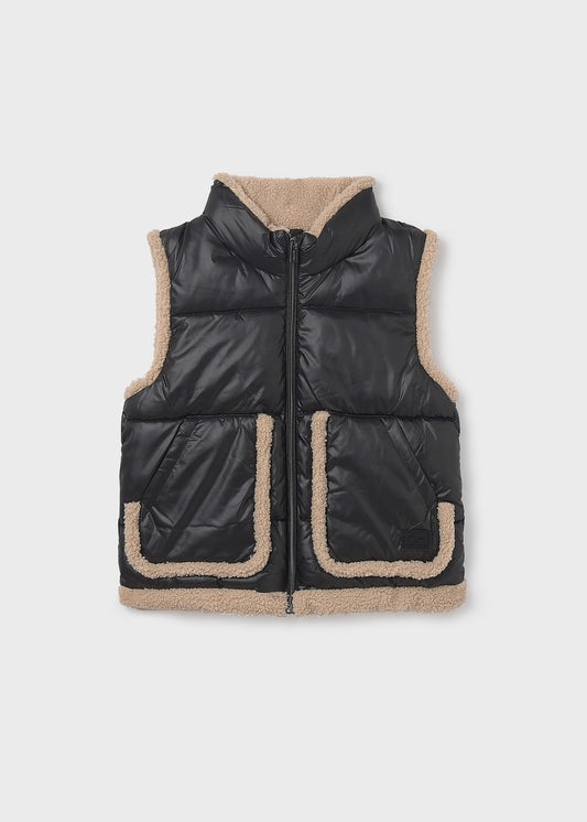 Black Sherpa Trim Vest
