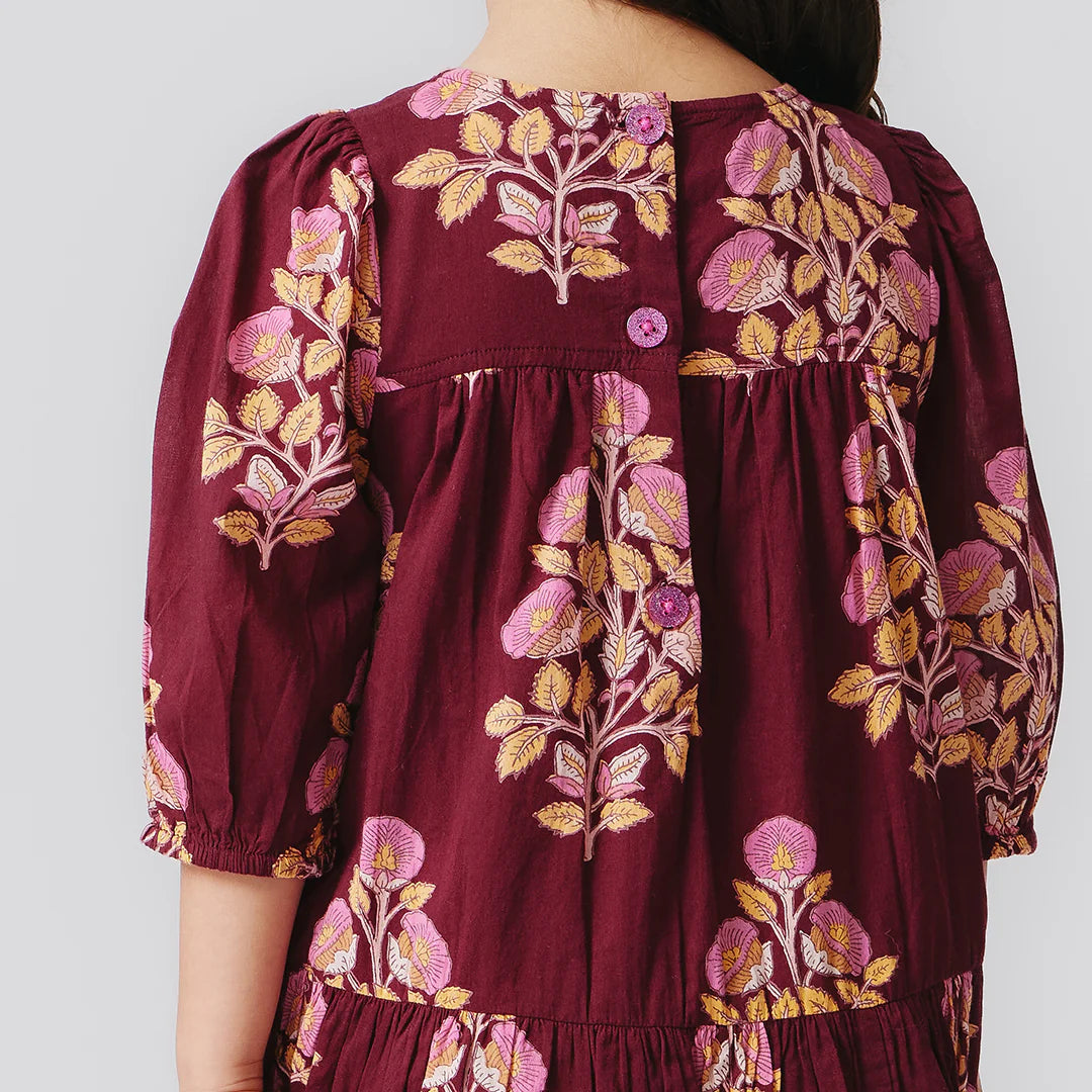 Burgundy Bouquet Fiona Dress