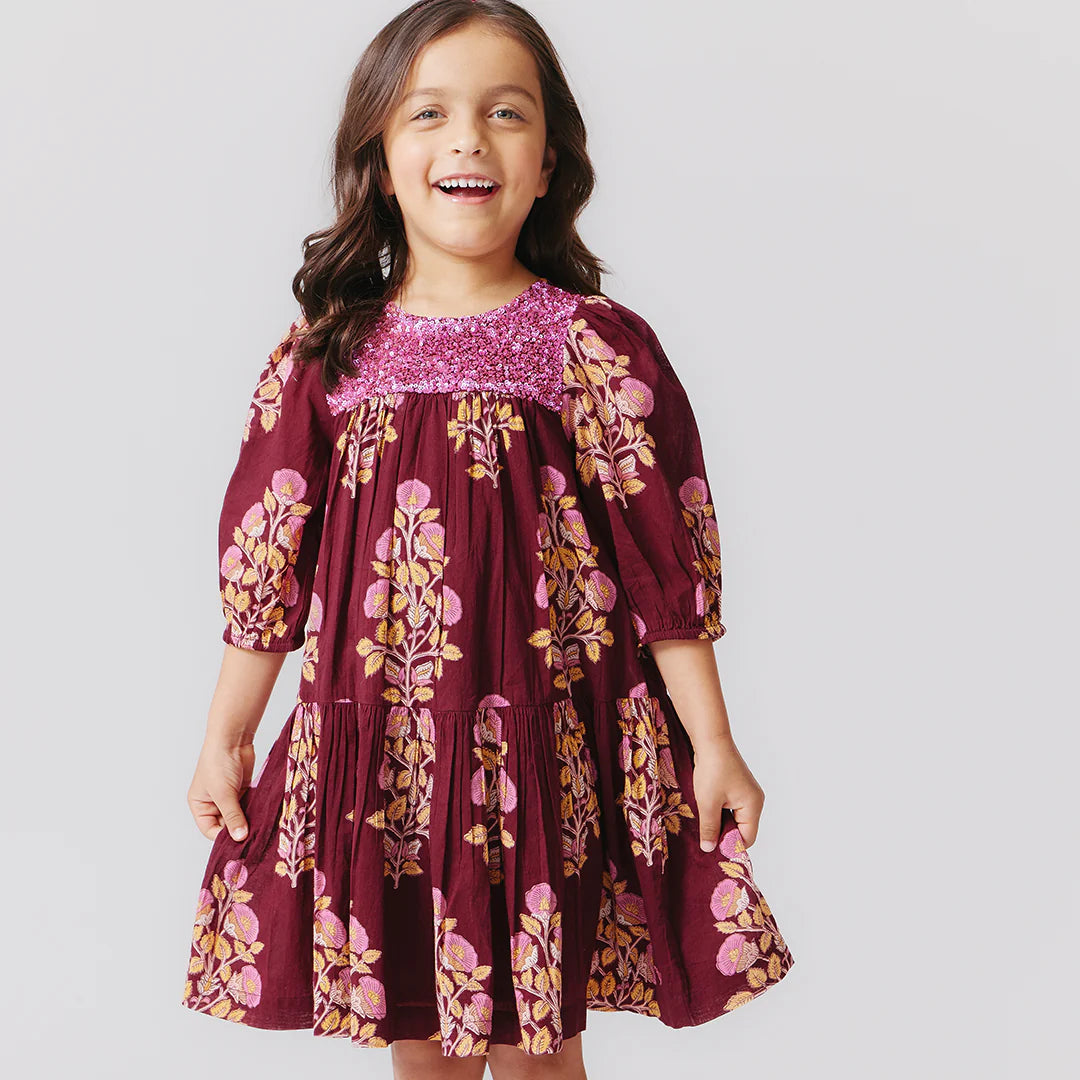 Burgundy Bouquet Fiona Dress