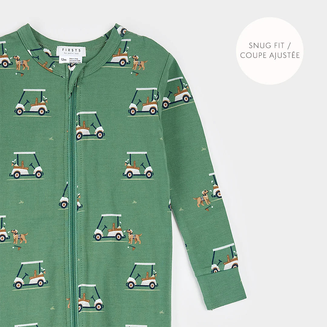 Dark Green Golf Cart Zip Romper