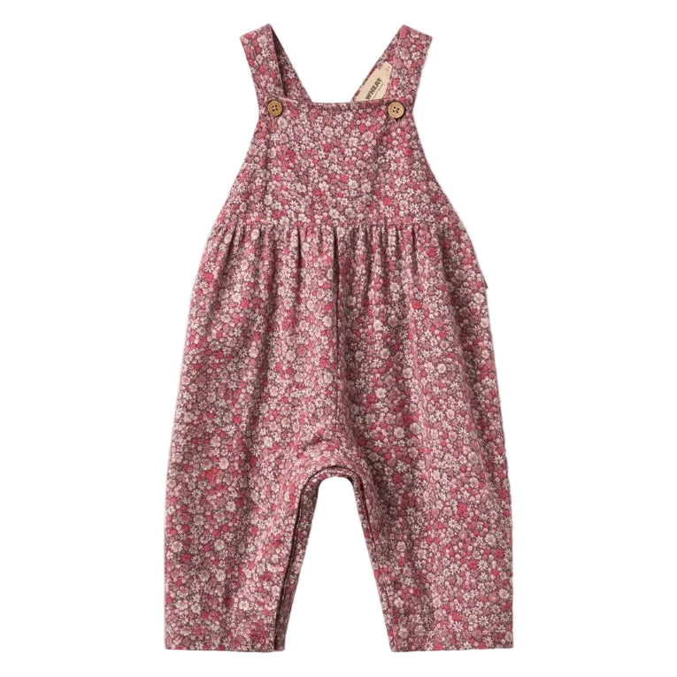 Grape floral overalls for baby on a white background
