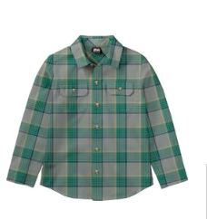 Green and Grey Plaid Flannel Shirt 140 BOYS APPAREL 2-8 Tea 2T 