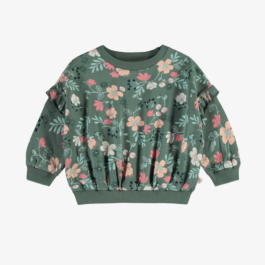 Green Floral Sweatshirt 120 BABY GIRLS APPAREL Souris Mini 6-9m 