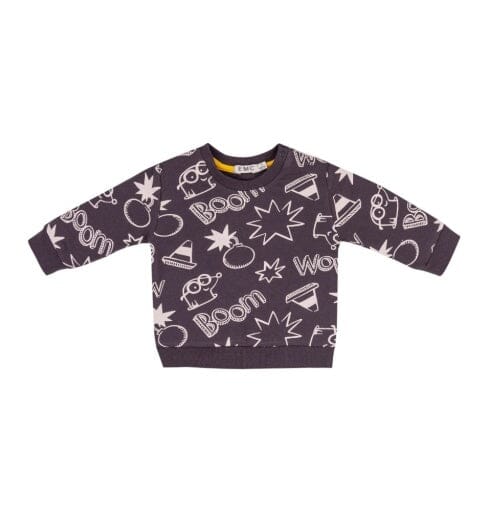 Grey Boom Pow Sweatshirt 130 BABY BOYS/NEUTRAL APPAREL EMC 6m 