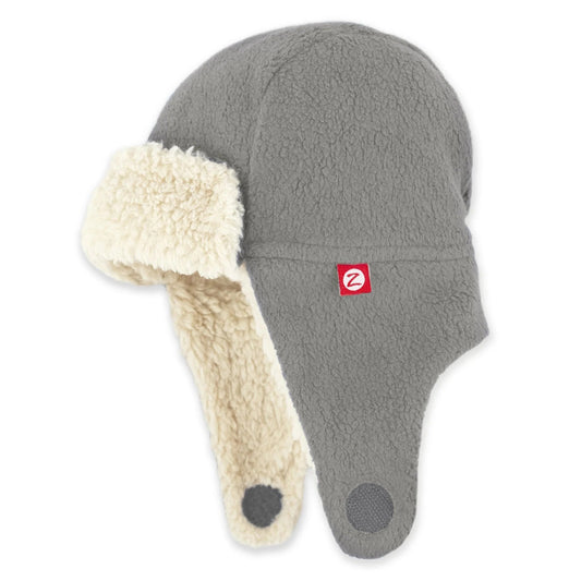 Grey Furry Fleece Trapper Hat 110 ACCESSORIES CHILD Zutano 2T 