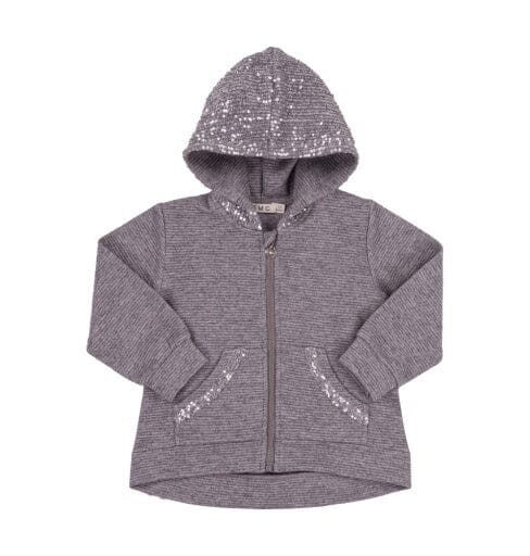 Grey Sequin Zip Hoodie 150 GIRLS APPAREL 2-8 EMC 2 