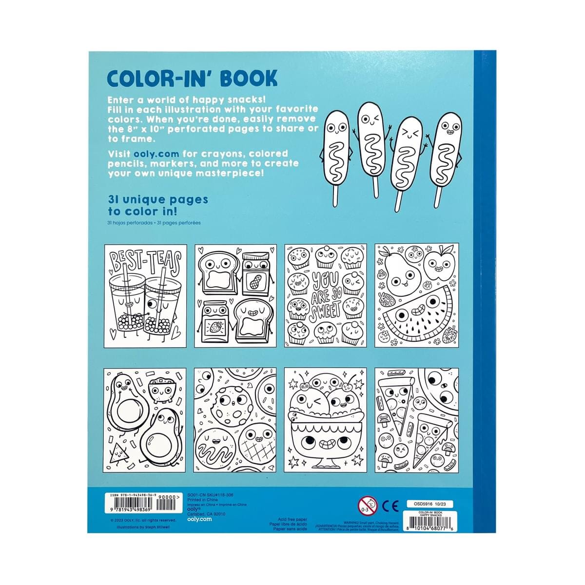 Happy Snacks Coloring Book 196 TOYS CHILD Ooly 