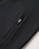 Flat lay of the Heather Black Tech Hoodie showing the zip front and PLAY embroidery