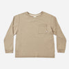 Child wearing the Heather Olive Pocket Tee, a long sleeve olive tee with a chest pocket