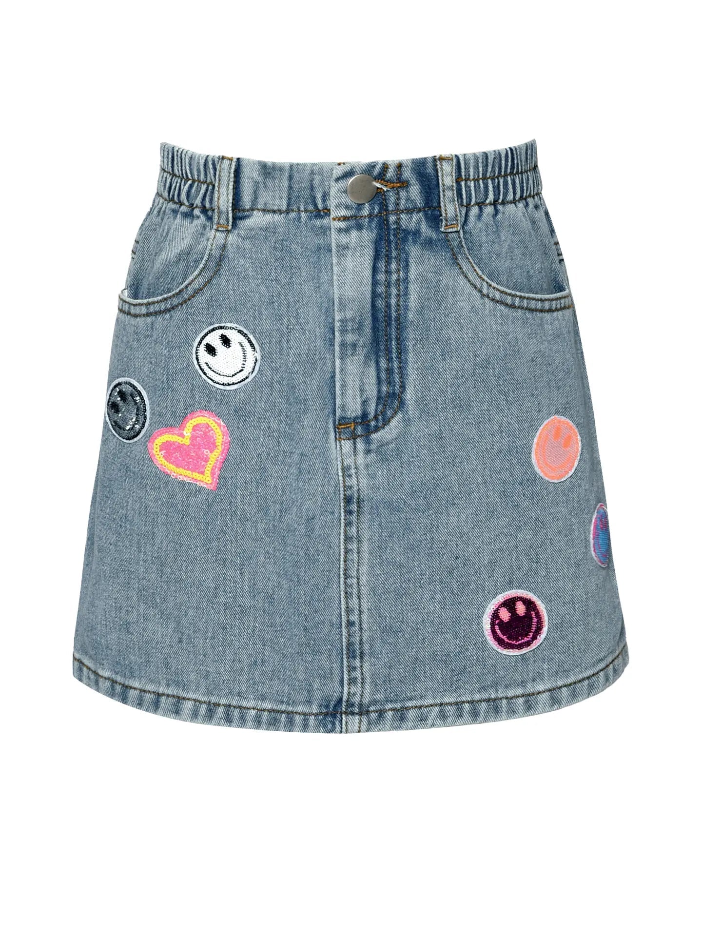 Jean Skirt With Sequin Patches 150 GIRLS APPAREL 2-8 Hannah Banana 4 