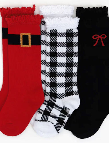 Jolly St. Nick Knee High Socks Set Of 3 110 ACCESSORIES CHILD Little Stocking Co. 1.5-3Y 