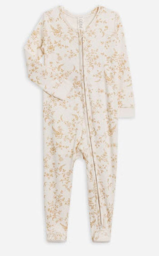 Latte Floral Footie 120 BABY GIRLS APPAREL Colored Organics NB 
