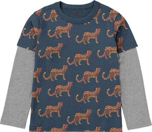 Leopard Layered Sleeve Top 140 BOYS APPAREL 2-8 Tea 2 