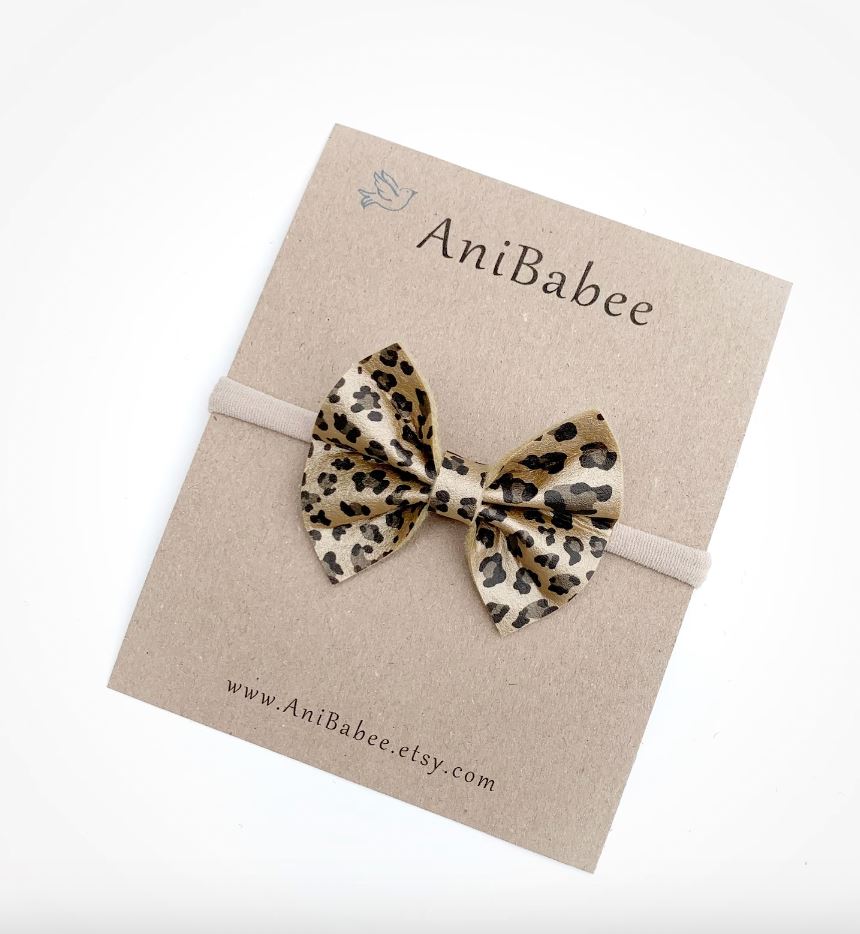 Leopard Print Bow 100 ACCESSORIES BABY AniBabee Headband 