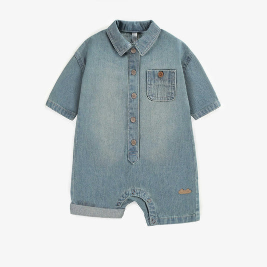 Light Blue Denim Romper 130 BABY BOYS/NEUTRAL APPAREL Souris Mini 9-12m 