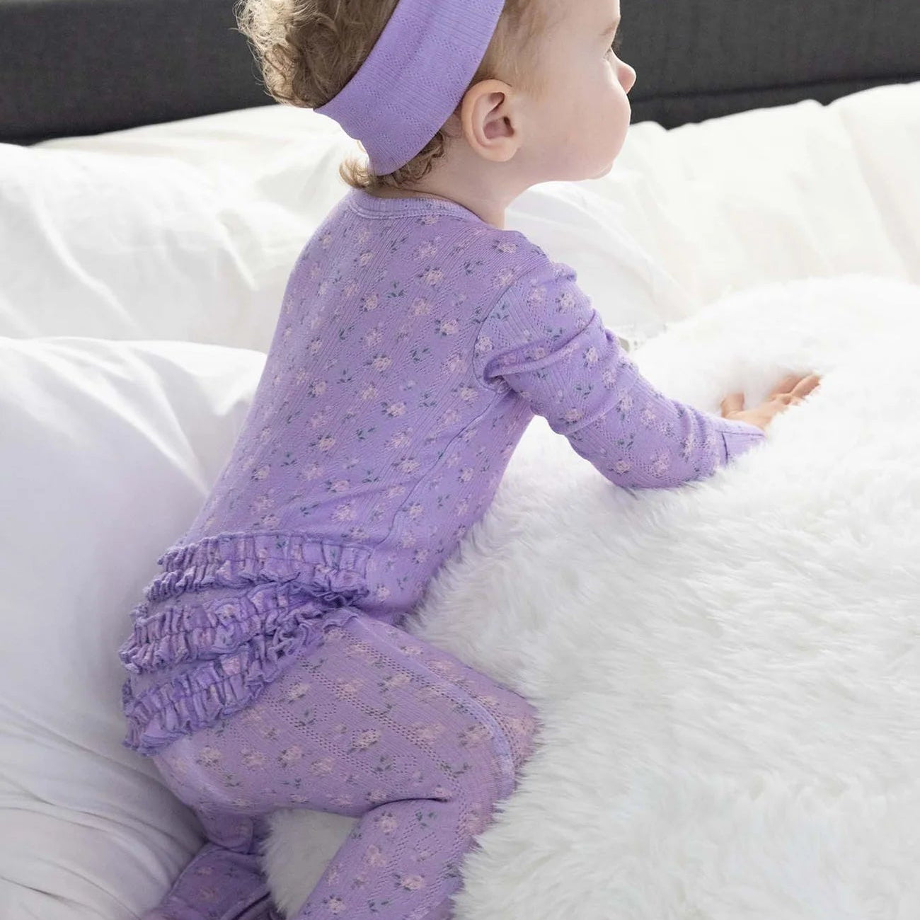 Lila Ruffled Zip Footie