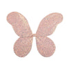 Pink glittery butterfly wings on a white background