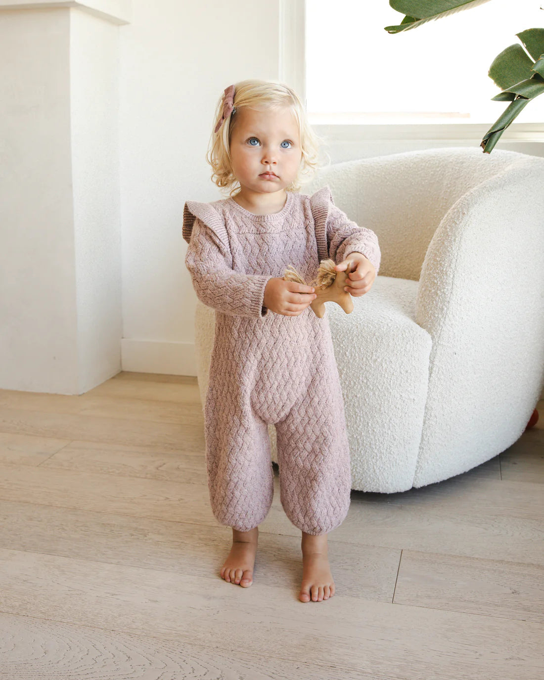 Mauve Heathered Romper 120 BABY GIRLS APPAREL Quincy Mae 