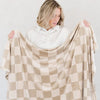 Neutral Check Minky Stretch Blanket