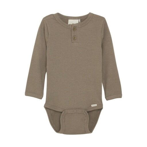 MINYMO MEN Baby Boys Onesies Taupe Henley Bodysuit Baby Boys Onesies MINYMO 