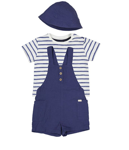 Navy Overalls Set with Hat 130 BABY BOYS/NEUTRAL APPAREL Mayoral 6m 