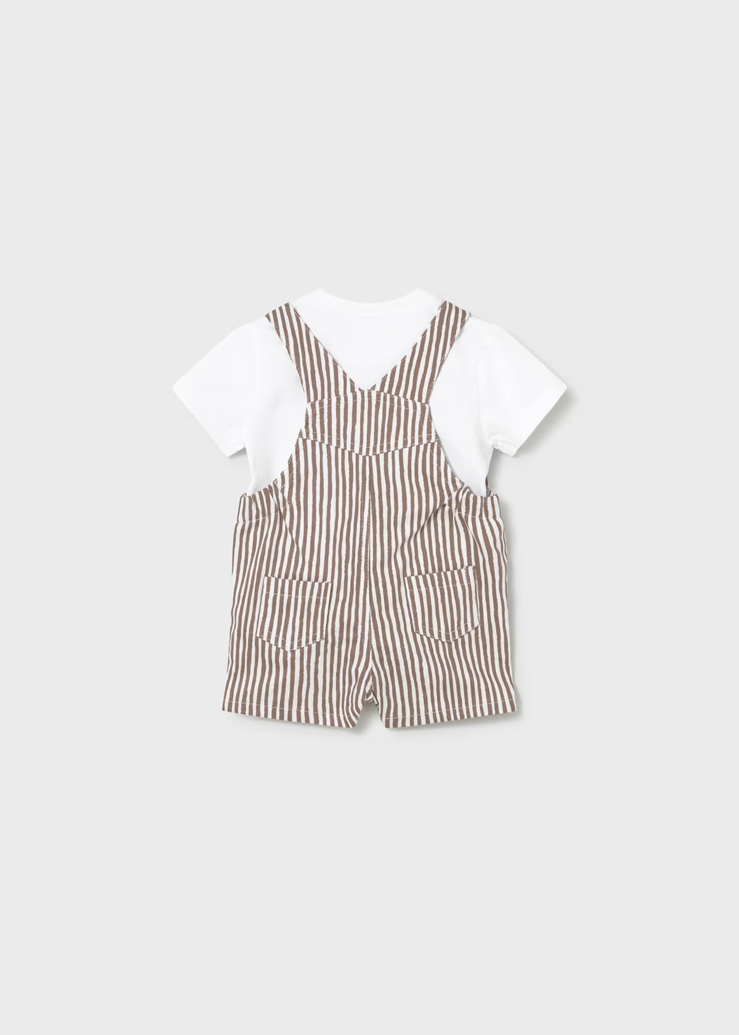 Brown Stripe Overall Set