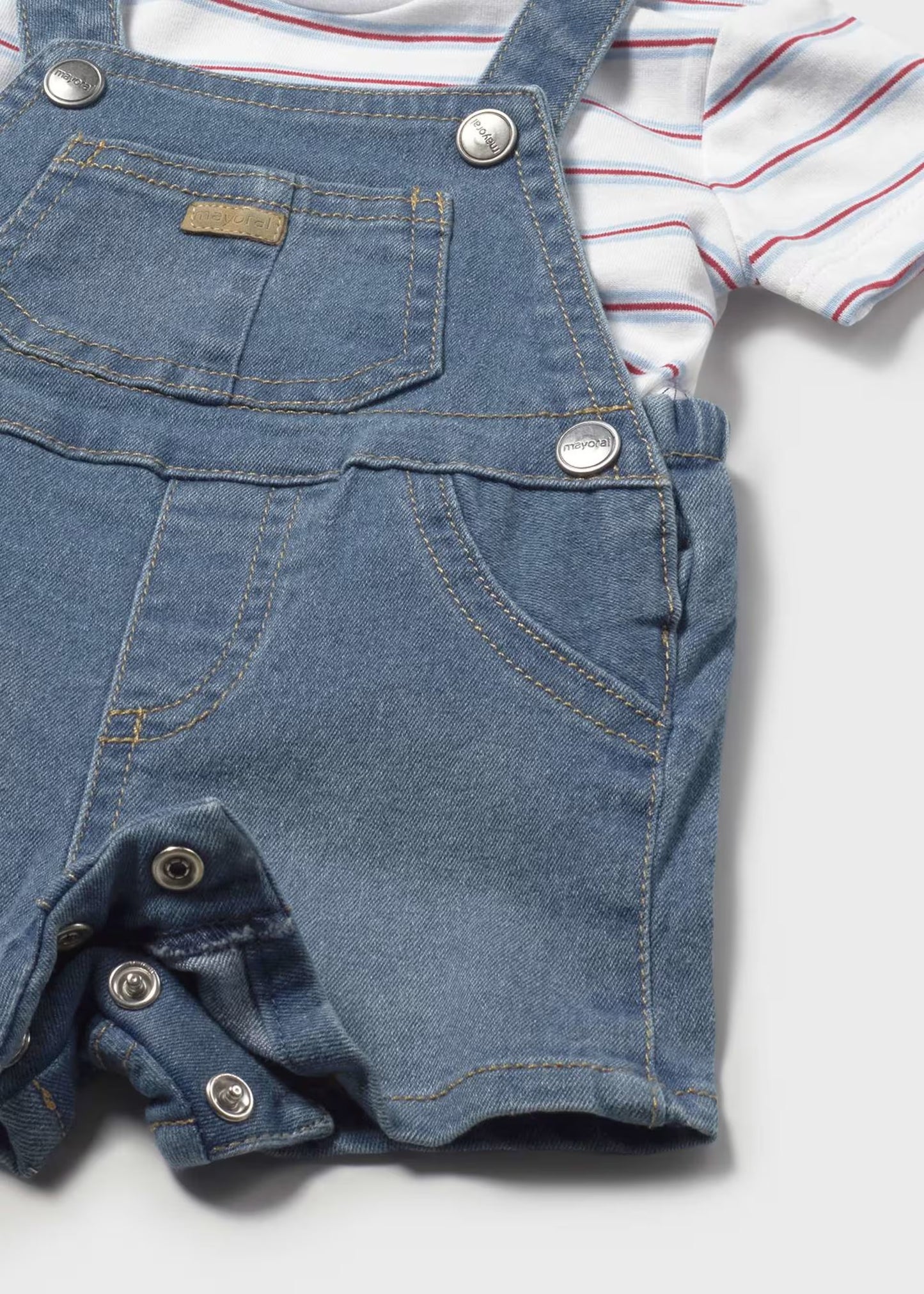 Stripe Denim Overall Set