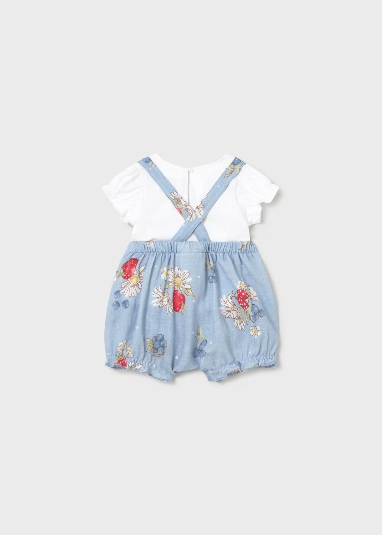 Strawberry on Blue Romper Set