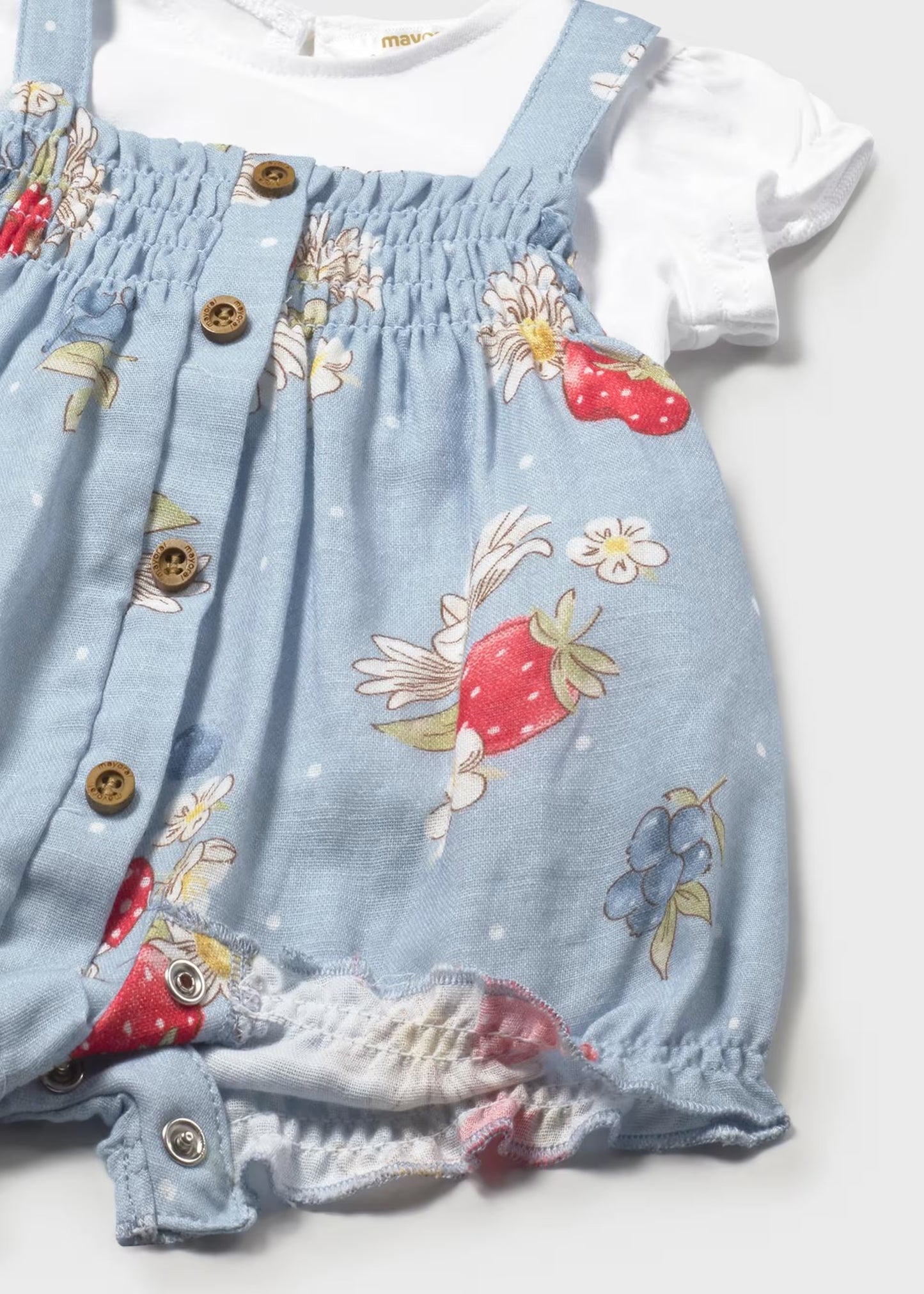 Strawberry on Blue Romper Set