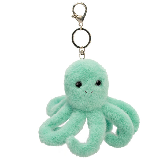 stuffed aqua green octopus on keychain