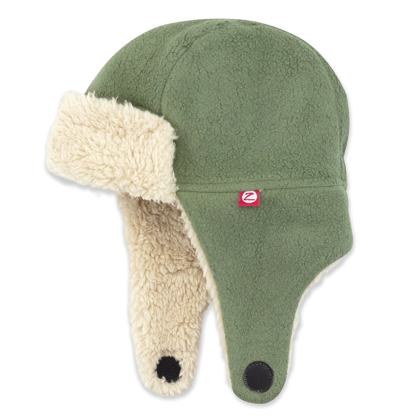 Olive Furry Fleece Trapper Hat 100 ACCESSORIES BABY Zutano 6m 