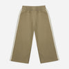 Olive terry wide-leg sweatpant with lace trim laid flat
