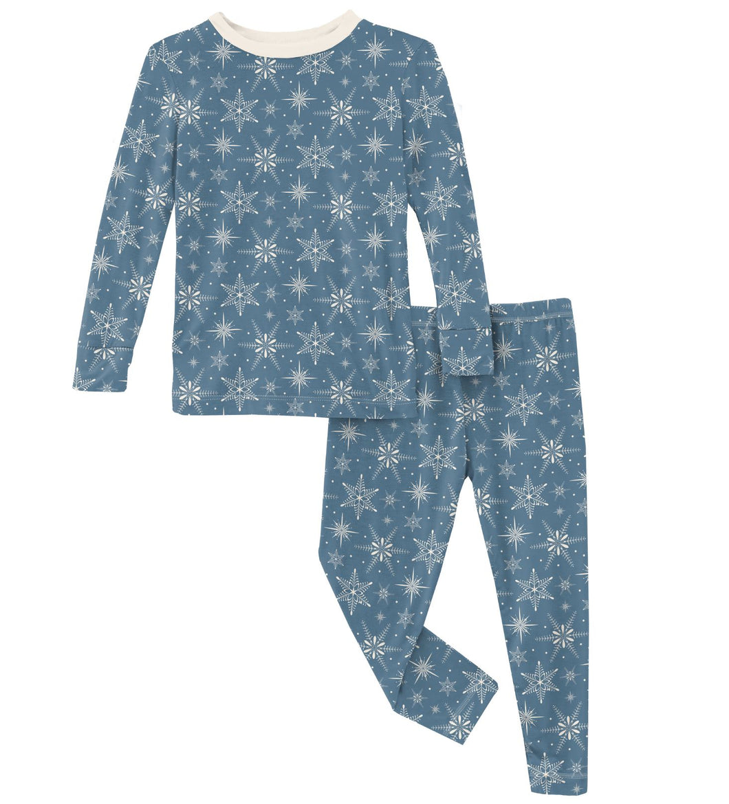 Parisian Blue Snowflakes Pajamas 140 BOYS APPAREL 2-8 Kickee Pants 2T 